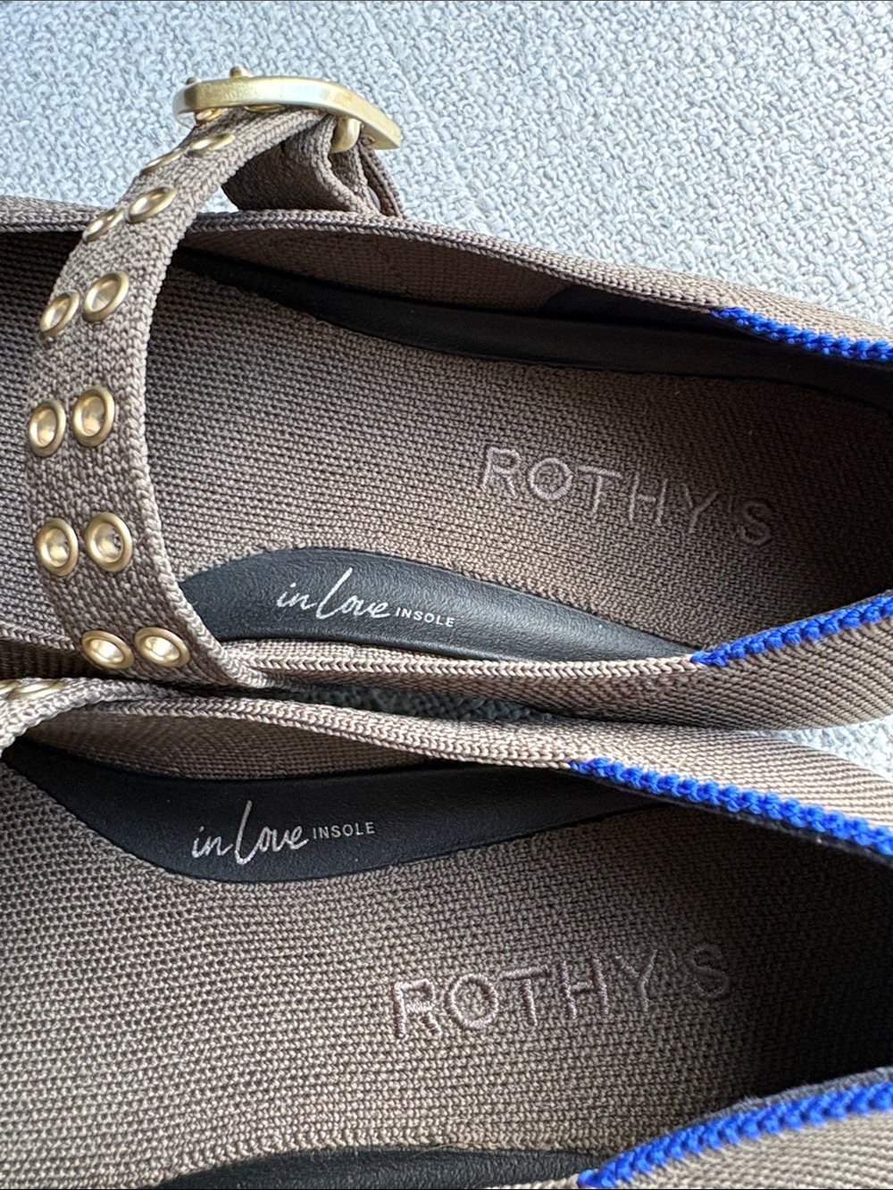 Rothy's Brown Mary Jane Flats with Gold Buckle - Picture 3 of 7